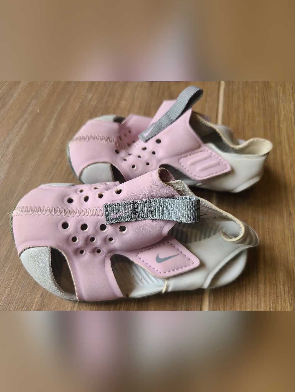 Nike Kids Pink and Gray Closed-Toe Sandals